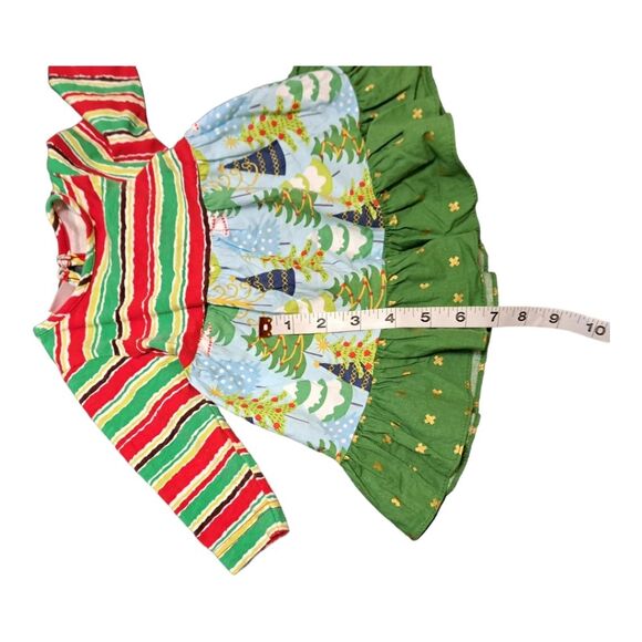 RicRac & Ruffles Kids Dress #F7-9500 Holiday Size 3-6M Girl Red & Green Trees - Picture 11 of 14